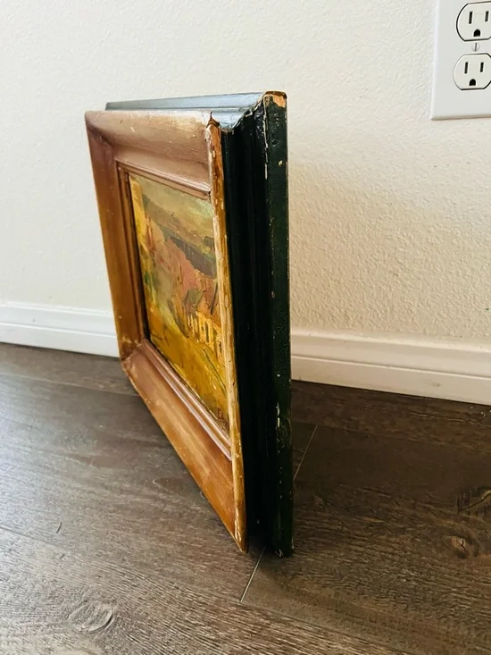 Vintage Original Oil Painting Of A City Landscape Signed “Donley” Wooden Frame - Picture 11 of 15